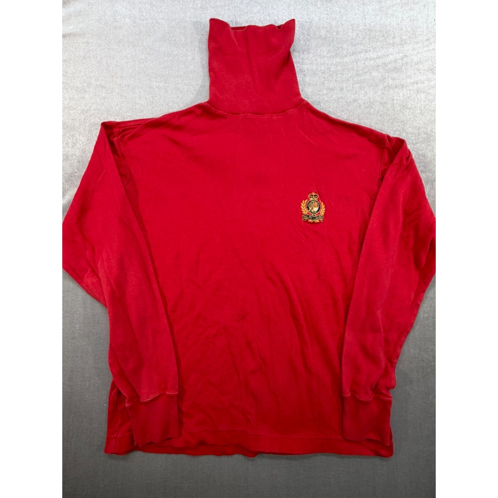 Vintage Ralph Lauren Ls Turtleneck Women Shirt Red Sm Embroidered Chest Logo